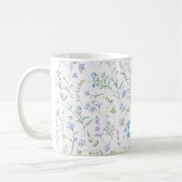 Blå Lila Akvarell Vildblomma Kaffemugg