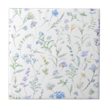 Blå Lila Akvarell Vildblomma
