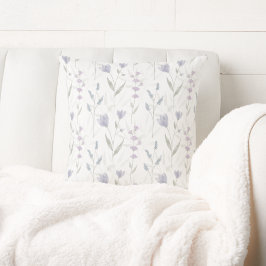 Blå Lila Akvarell Vildblomma Kudde
