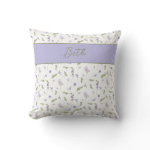 Blå Lila Akvarell Vildblomma Monogram Namn