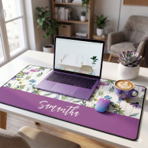Blå Lila Akvarell Vildblomma Monogramnamn