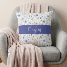 Blå Lila Akvarell Vildblomma Namn Monogram