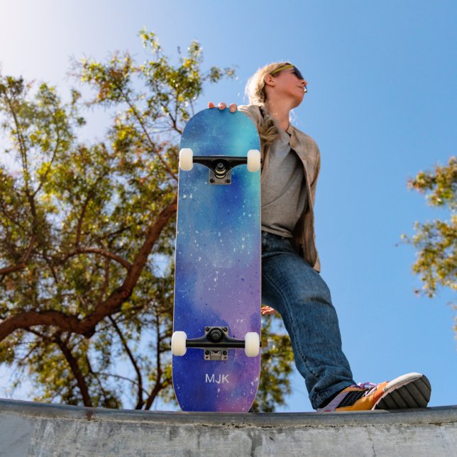 Blå Lila Aqua Monogram Mini Skateboard Bräda 18,5 Cm (Utomhus 1)