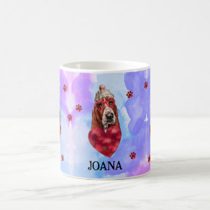 Blå Lila Basset Hound Alla Hjärtans Dag Present Hu Kaffemugg