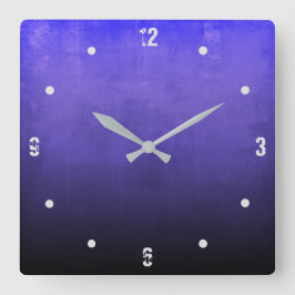 Blå Lila Black Modern Rustic omber-Abstrakt Fyrkantig Klocka