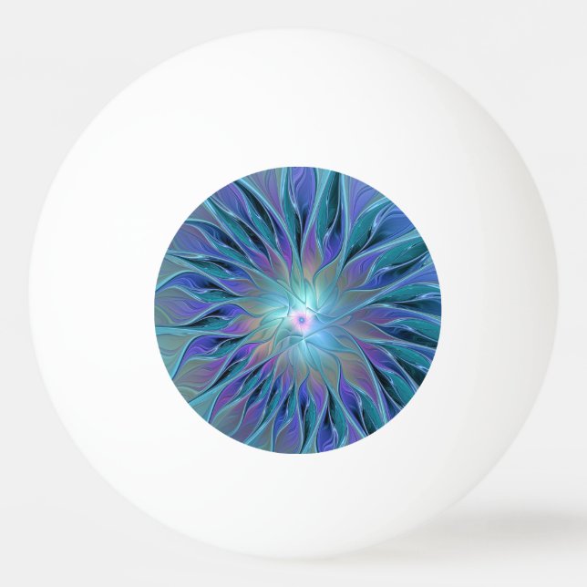 Blå Lila Blomma Dröm Abstrakt Fraktal Konst Pingisboll (Framsidan)