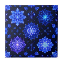 Blå Lila Blommigt Tile Kakelplatta