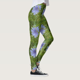 Blå Lila blommor Elegant Blommigt Leggings