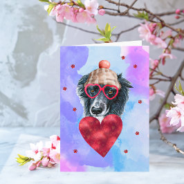 Blå Lila Border Collie Alla Hjärtans Dag Present H Kort