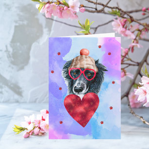 Blå Lila Border Collie Alla Hjärtans Dag Present H Kort