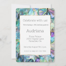 Blå Lila Butterflies 16:e födelsedagen Inbjudningar