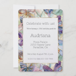 Blå Lila Butterflies Birthday Inbjudningar