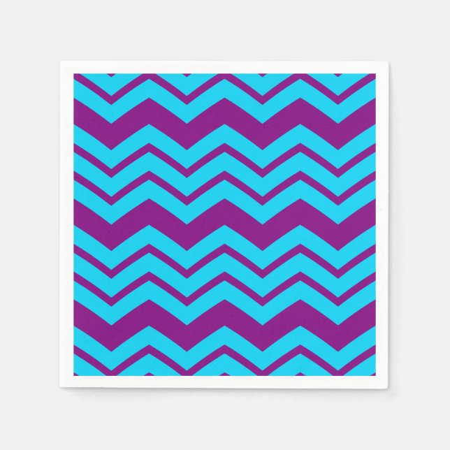 Blå Lila Chevron Sicksack Design  Pappersservett (Framsidan)