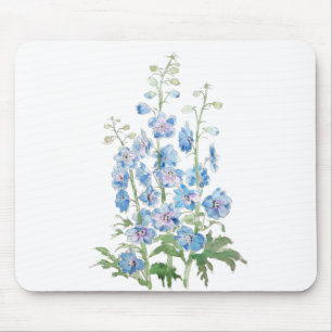 blå lila delphinium bläck och vattenfärg musmatta