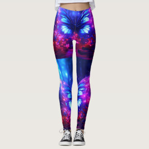 Blå + Lila Fjärilar På En Anpassad Mysig Tröja Leggings