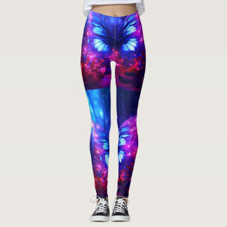 Blå + Lila Fjärilar På En Anpassad Mysig Tröja Leggings