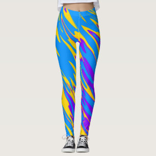 Blå Lila för sprejfärg, Gult Leggings