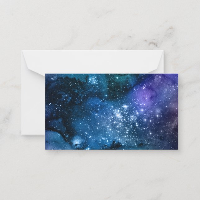 Blå Lila Galax Rymd Natt Himmel Kosmiska Stjärnor Anteckningskort (Framsida)