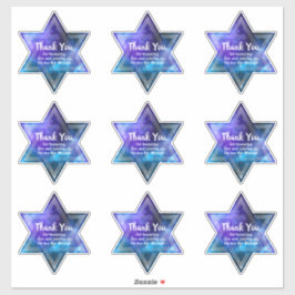Blå Lila Galaxy Star av David Pub Bat mitzvah Klistermärken
