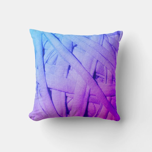 Blå Lila Garn Detaljer Textur Kudd Pillow Kudde (Framsida)