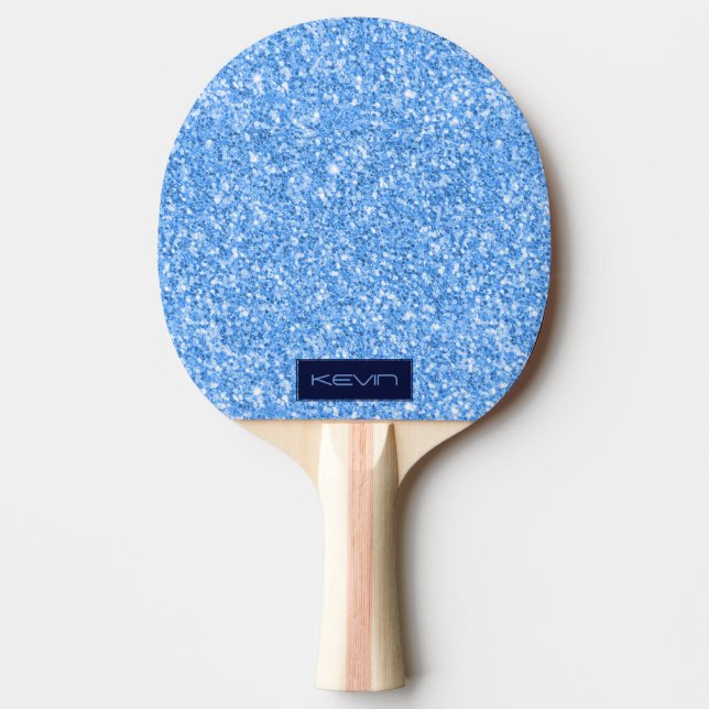 Blå Lila Glitter Struktur Skriv ut Monogram Pingisracket (Framsidan)