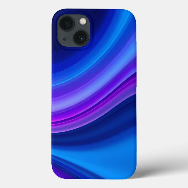 Blå Lila Gradient Våg iPhone-fodral (Baksida)
