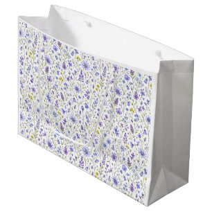 Blå Lila Gul Akvarell Vildblommamönster