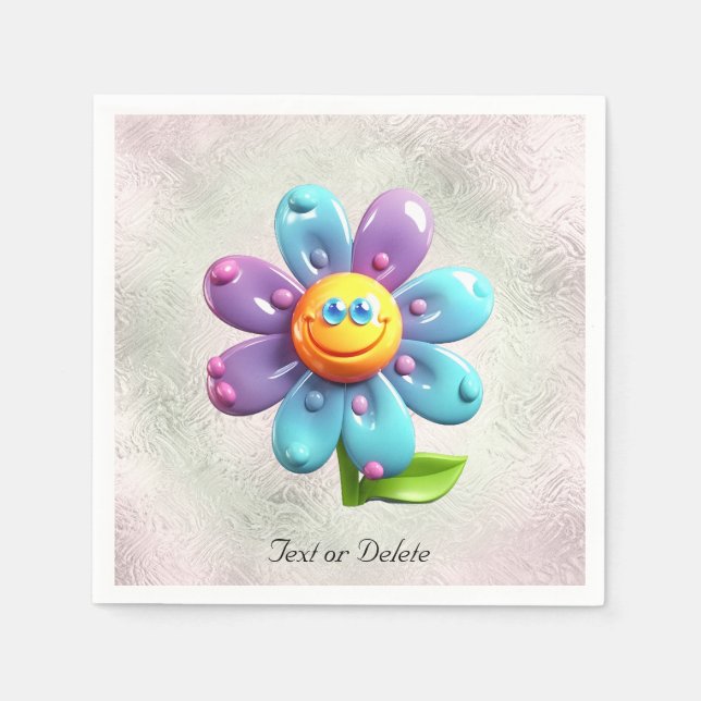 Blå Lila Gul Blomma Servetter (Framsidan)