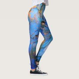 Blå lila guld marble abstrakt scifi legg leggings