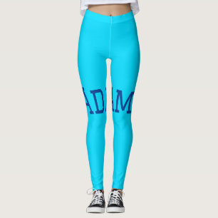 Blå lila lägg till namntext tillbaka till skolmedd leggings
