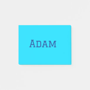 Blå lila lägg till namntext tillbaka till skolmedd post-it block