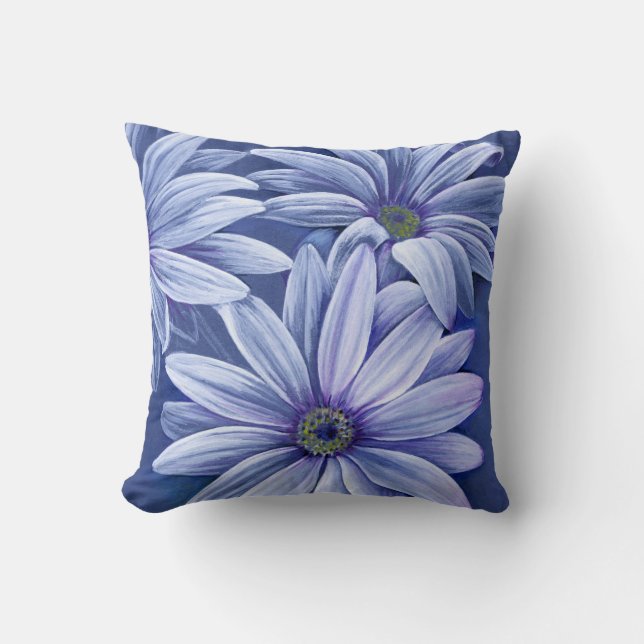 Blå lila lilac daisy osteospermum dekorativ kudde (Framsida)