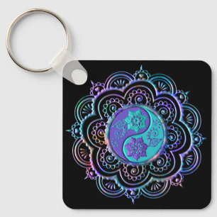 Blå & Lila Mandala Nyckelring