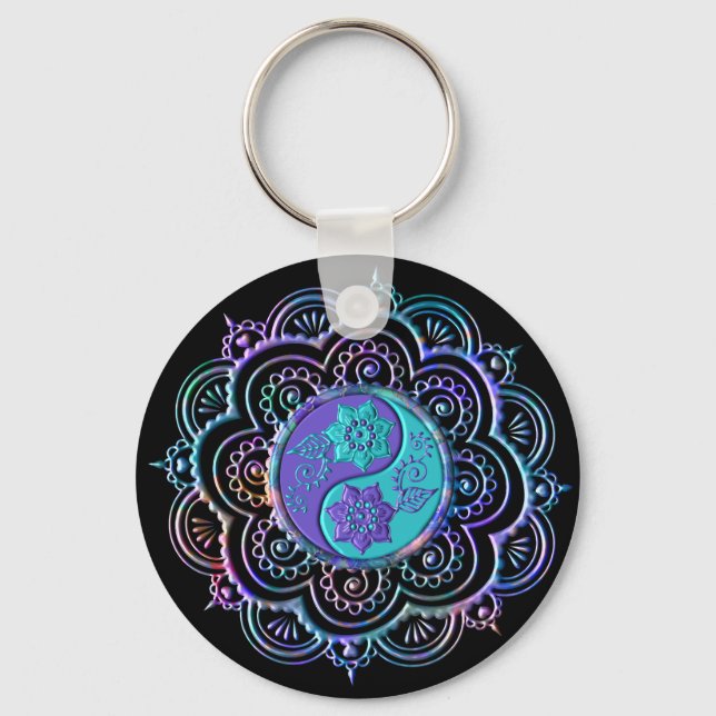 Blå & Lila Mandala Nyckelring (Framsida)