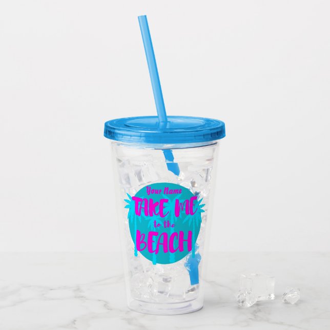 Blå Lila med eget namn, sommarplatshållare, blått Take Away Mugg (Framsida Ice)
