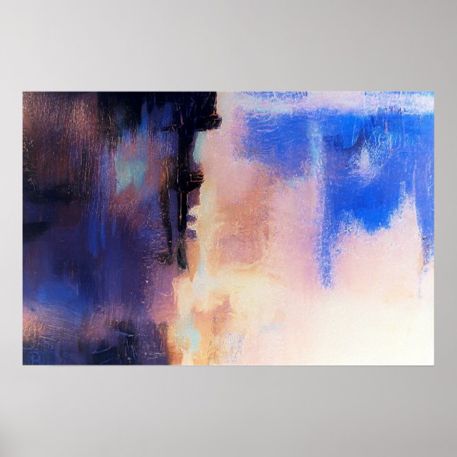 Blå Lila Modern Abstrakt Konsttryck: Konstaffische Poster (Framsidan)