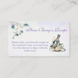 Blå lila möhippa te party recept-kort tilläggskort