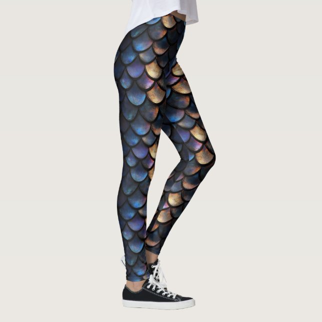 Blå Lila  Mönster Leggings (Höger)