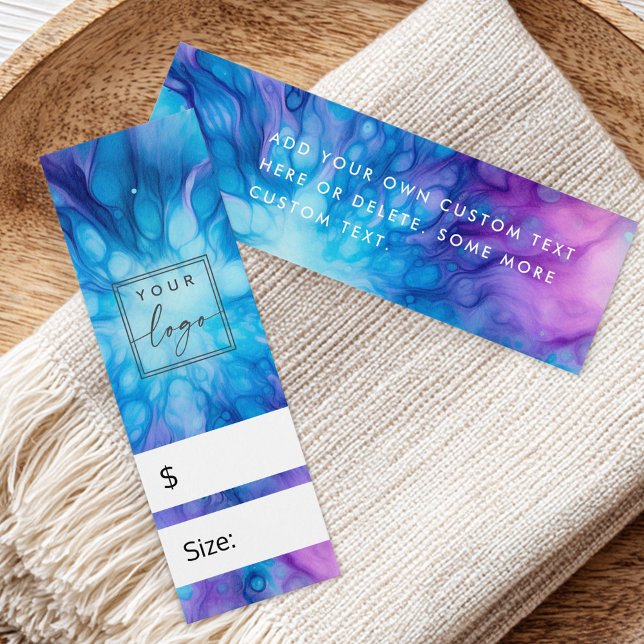 Blå lila mönster pris hängmärkre litet visitkort (Blue purple pattern price hang tag)