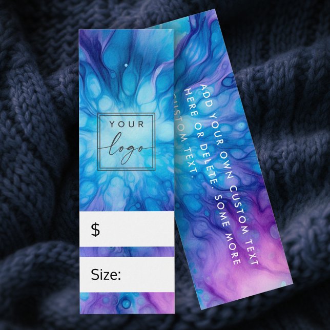 Blå lila mönster pris hängmärkre litet visitkort (Blue purple pattern price hang tag)