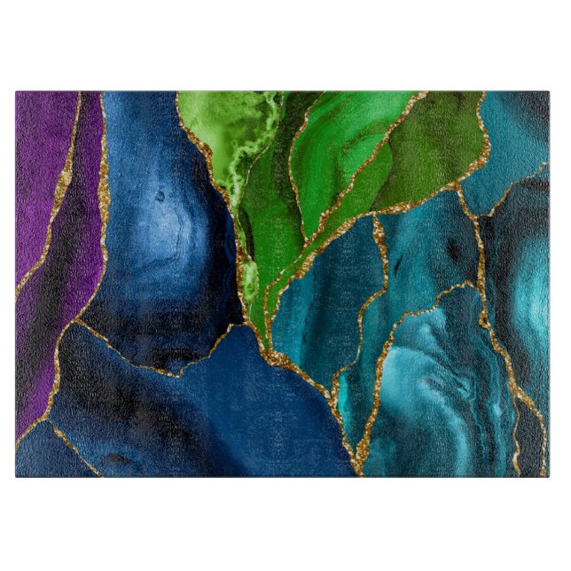 Blå, Lila och Grönt Peacock Agate Faux glitter (Framsidan)