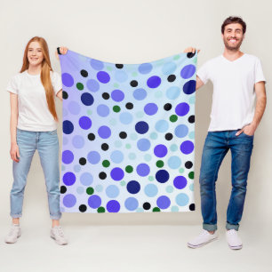 Blå Lila och Grönt Polka dots. Fleecefilt