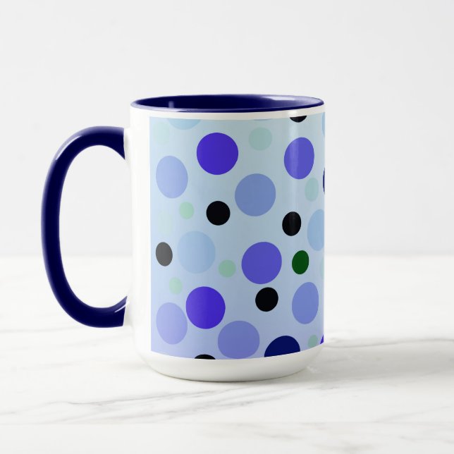 Blå Lila och Grönt Polka dots. Mugg (Vänster)