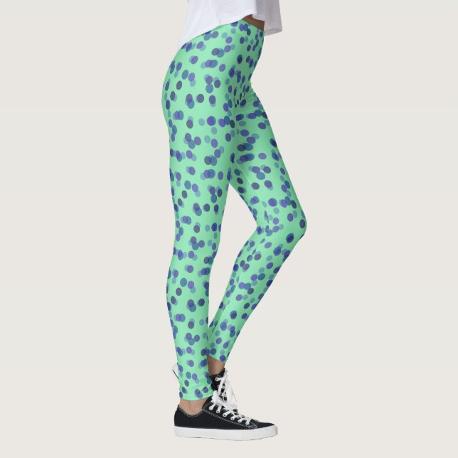 blå, lila och ljus turkos prickar leggings (Höger)