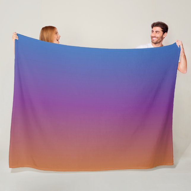 Blå, Lila och Orange Gradient Fleecefilt (På plats)