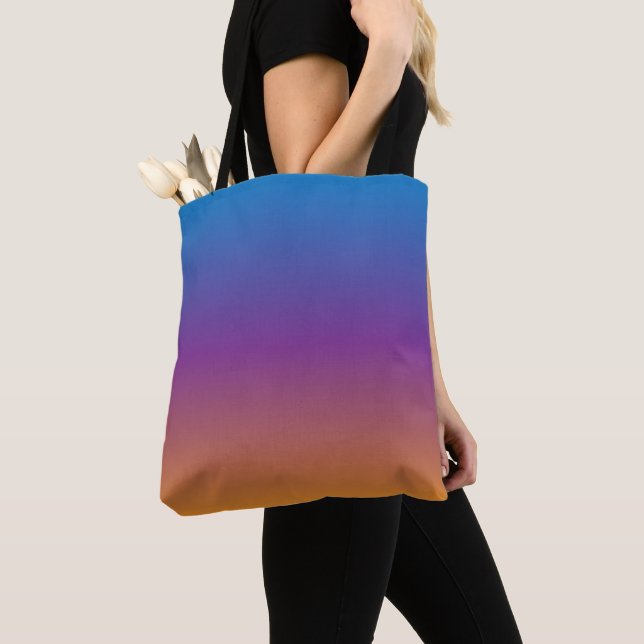 Blå, lila och orange gradient tygkasse (Närbild)
