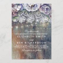 Blå Lila och Plum Vintage Blommigt Snöre Bröllop