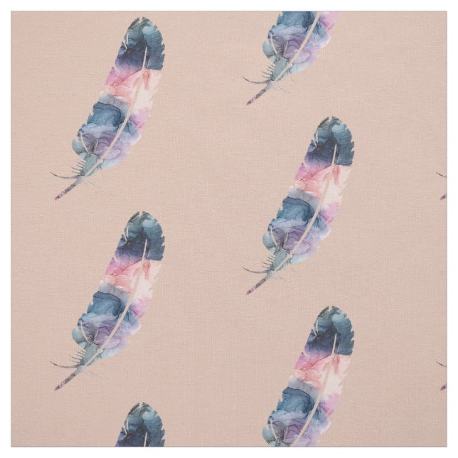 Blå, Lila och Rosa Boho Feather med Beige Tyg (Provkarta)