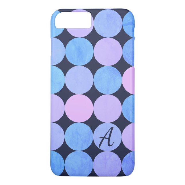 Blå Lila och Rosa Circles Monogram Case-Mate iPhone Skal (Baksida)