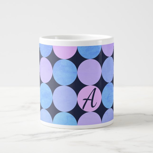 Blå Lila och Rosa Circles Monogram Jumbo Mugg (Framsidan)